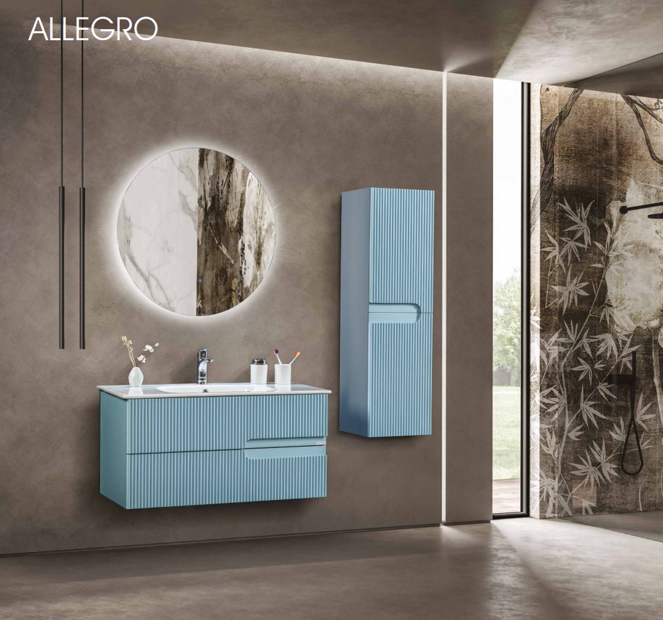 BANYO DOLABI ALLEGRO BUZ MAVİSİ 80 CM - TAKIM 